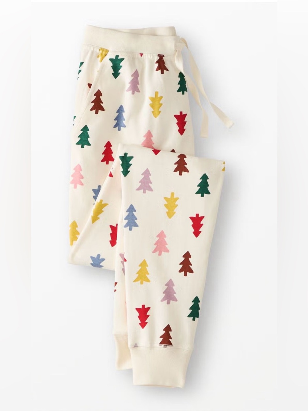 Hanna Andersson Cream Pajama Pants with Multicolor Tree Motif